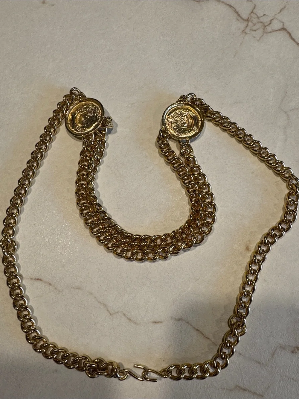 Gold-Tone Layered Medallion Chain Belts for Women